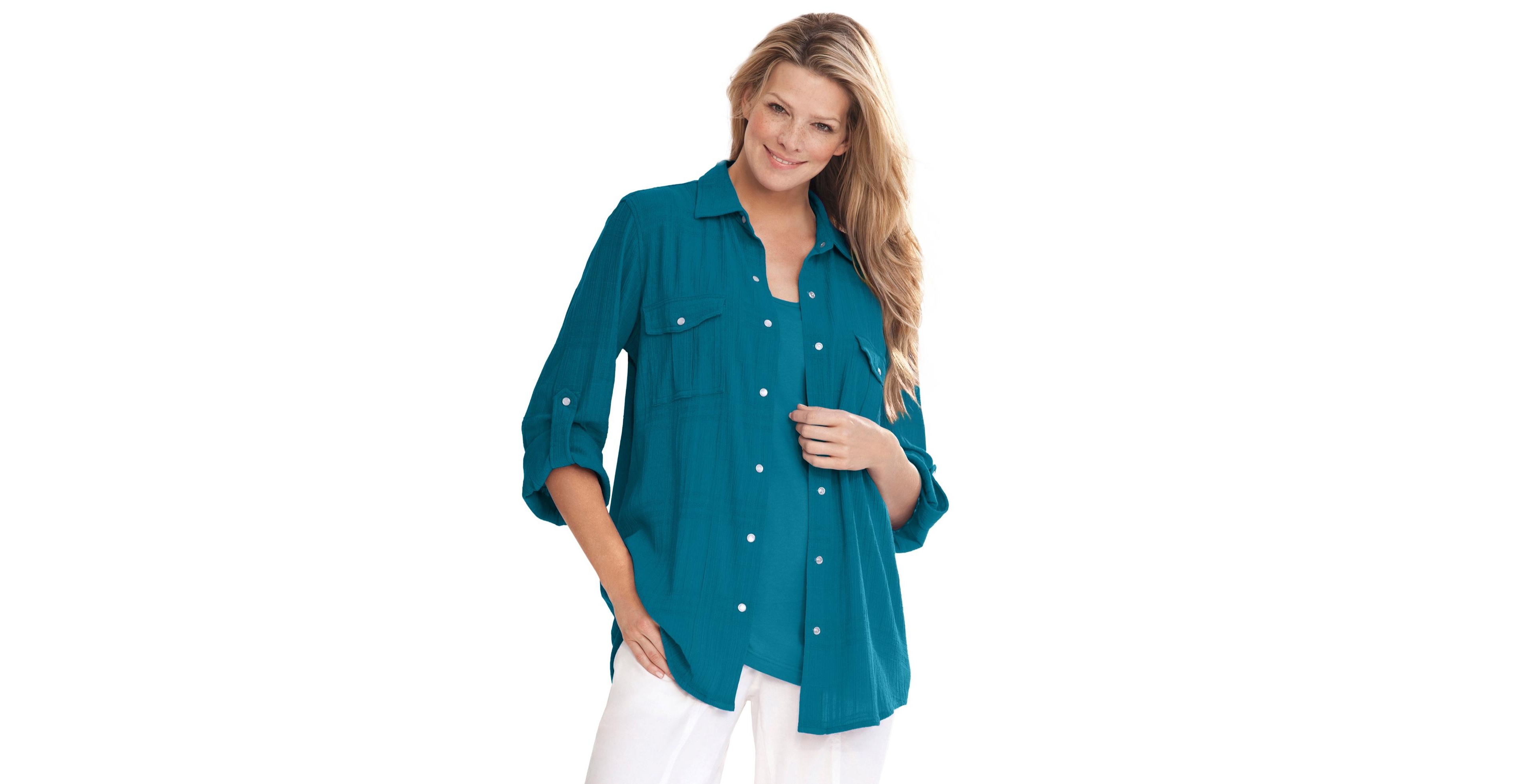 Woman Within Women's Within Cotton Gauze Bigshirt