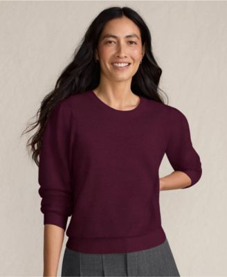 Women's Cashmere Puff Sleeve Crew Neck Sweater