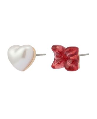 Faux Cultivated-Pearl Celestial Soiree Heart Bow Stud Earrings