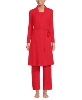 Women's Brushed Cozy Waffle Jersey 3 Piece Pajama Set - Tank Top Pant and Robe