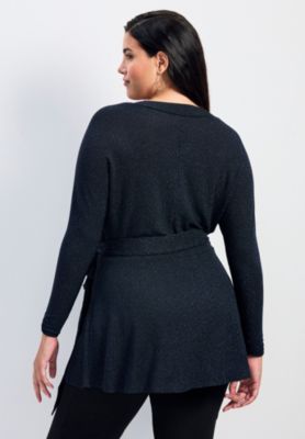 Women's Plus Size Glamour Sparkle Wrap Top