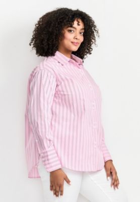 Women's Plus Size Classic Stripe Boyfriend Shirt