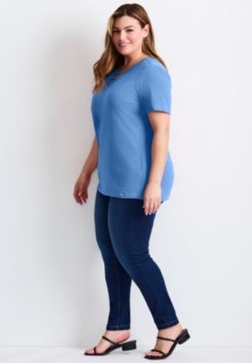 Women's Plus Size Triple Keyhole Short Sleeve Tee