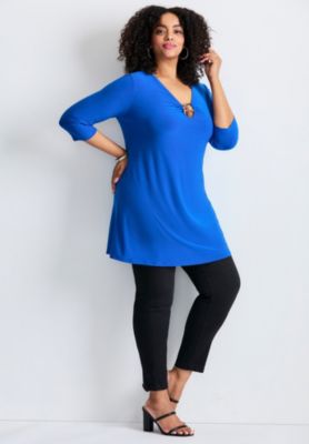Women's Plus Size Ring Detail Tunic Top
