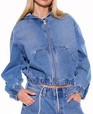 Women's Hooded Long-Sleeve Bomber Jacket