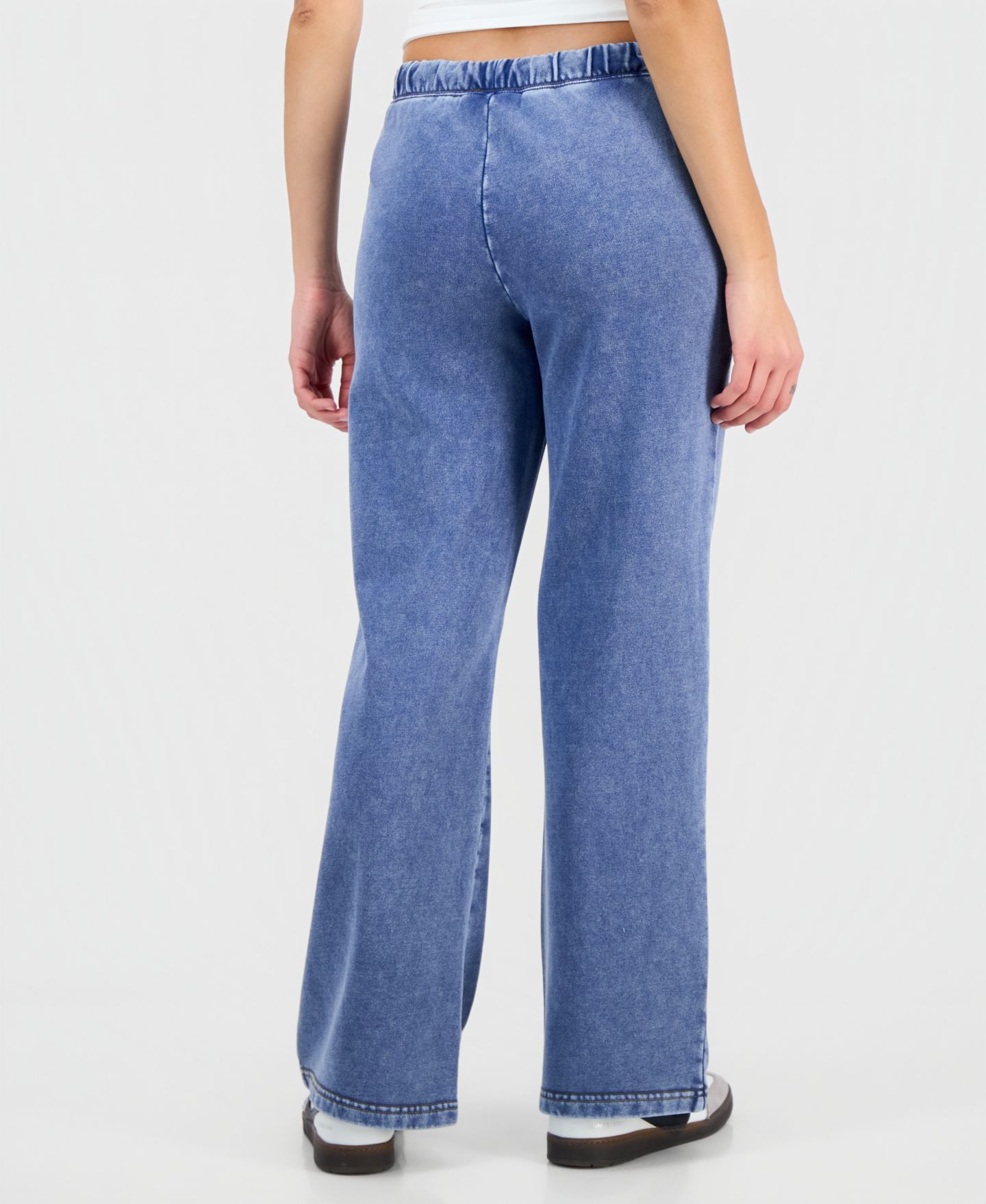 Женские брюки And Now This Petite Faux-Denim French Terry Wide-Leg, цвет: Джинсовый синий — фото 4