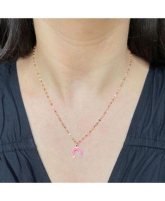 Bubblegum Pink Horseshoe Charm 14K Gold 9 millimeters