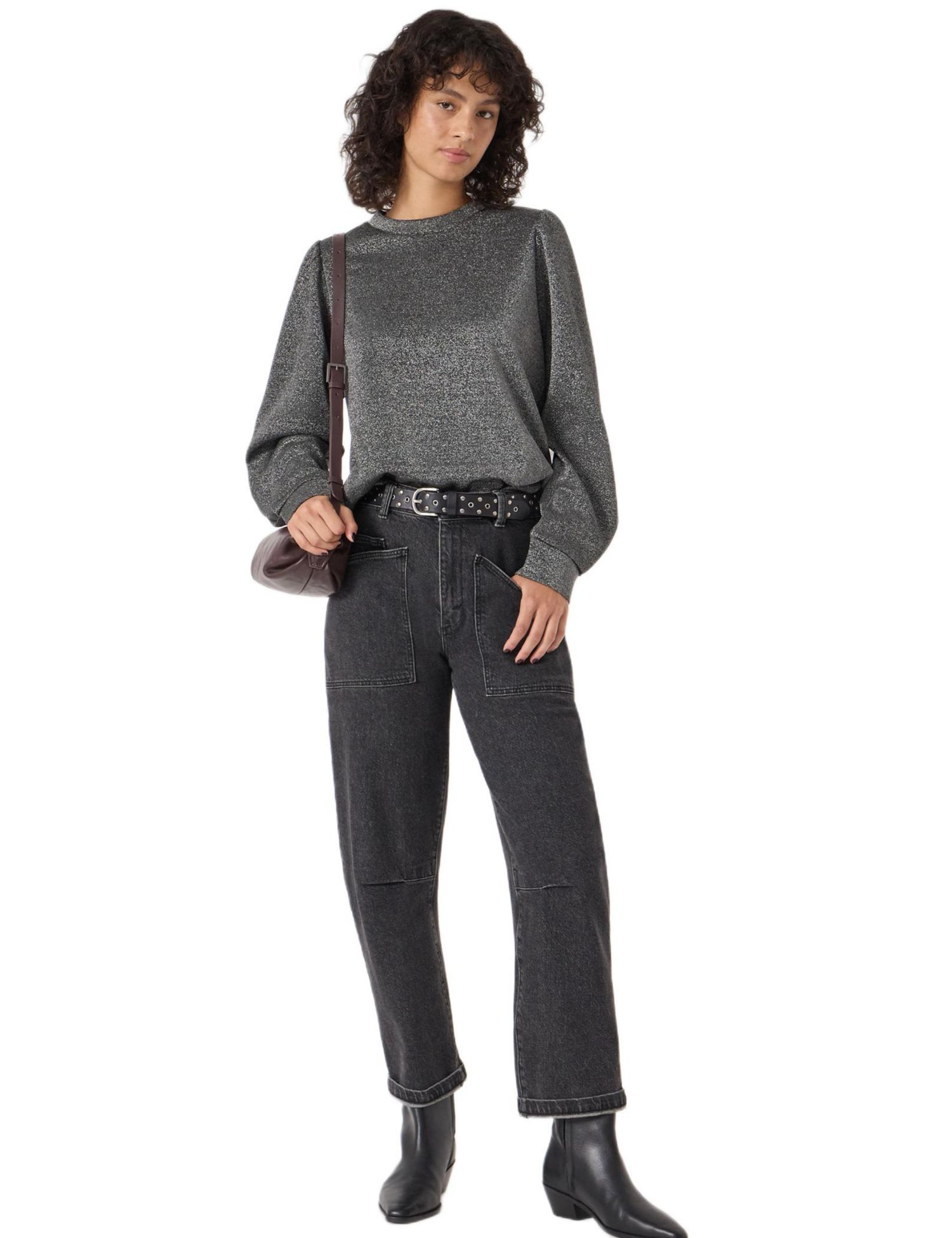 Women's Emily Sparkle Puff Sleeve Jersey Top