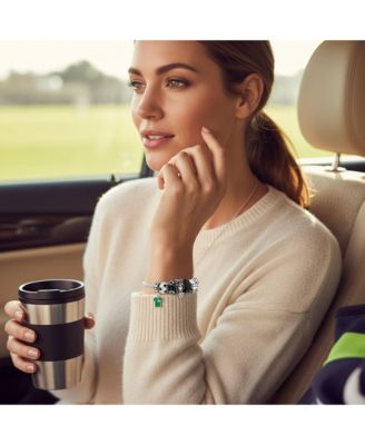 Black White Soccer Mom Charm Bracelet with Cheerleader Beads