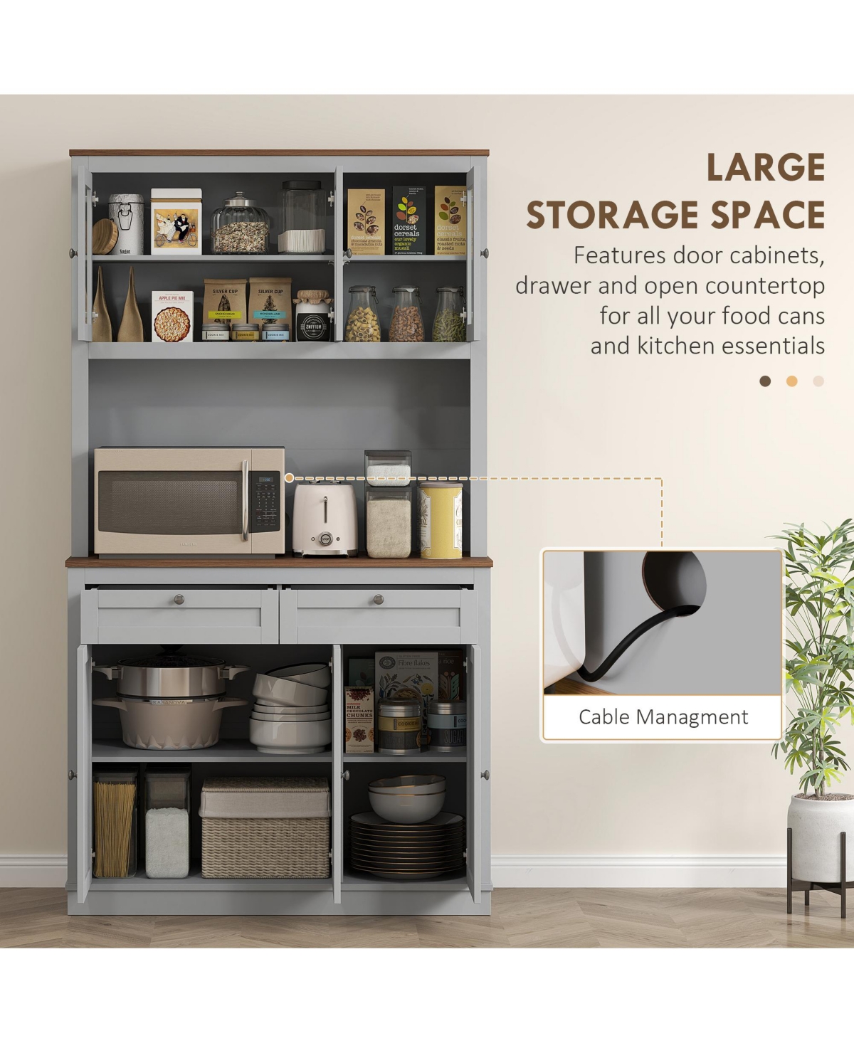 Homcom 71" Tall Kitchen Pantry Storage Cabinet with Microwave Sd,