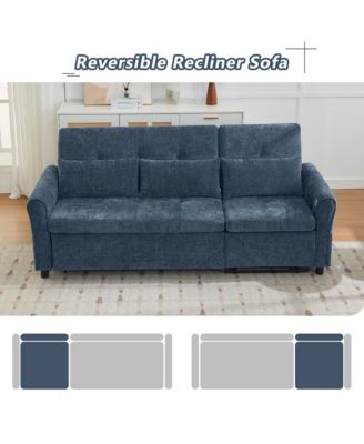2-in-1 Sofa 82 Inches Three-seater Sofa with a Sofa Bed and a Reversible Recliner Sofa for Living Room