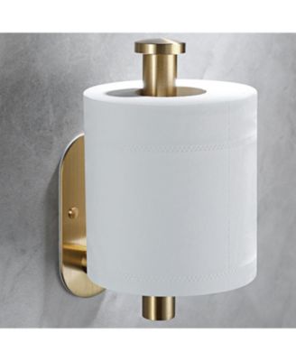 Adhesive Toilet Paper Holder - Brushed Brass Toilet Roll Holder Stick on Wall for Bathroom, SUS 304 Stainless Steel