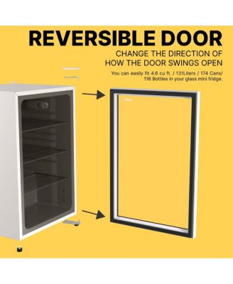 Premium 131 L Glass Door Beverage Refrigerator 4.6 Cu. Ft. Freestanding Mini Fridge in White