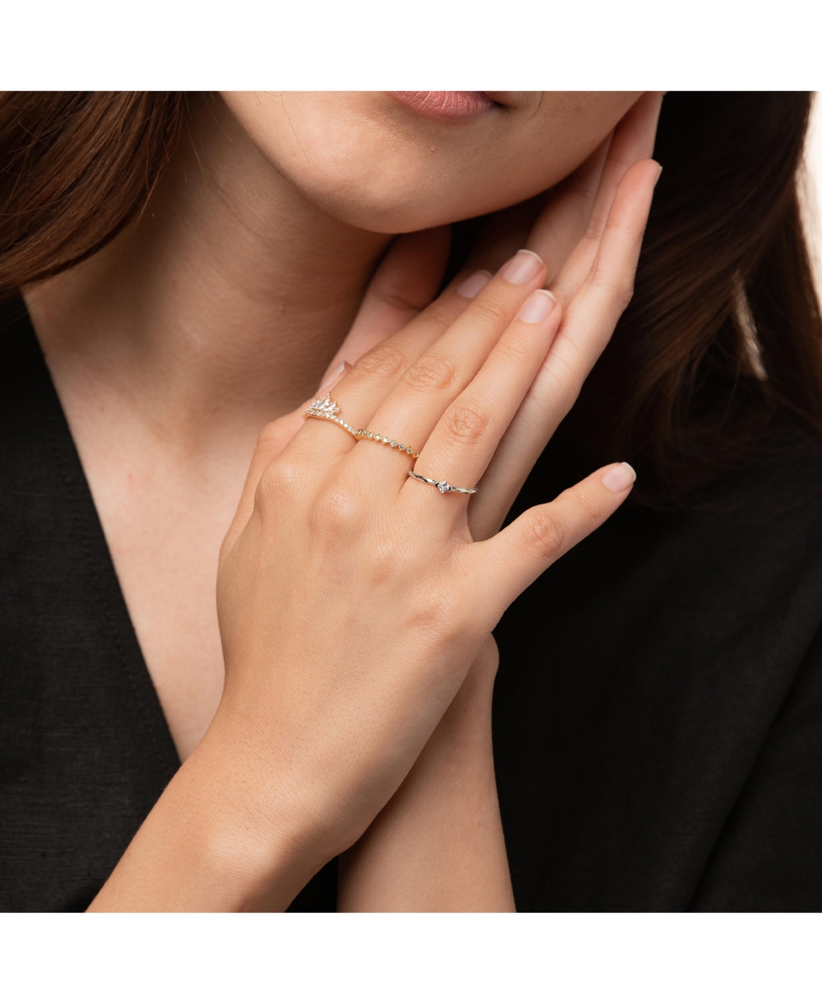 Thin Crystal Solitaire Ring, Lightweight Essential, Minimalist Band