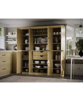 100% Solid Wood 65" Pantry Cabinet with Raised Panel Doors, 2-Drawers & Adjustable Shelves
