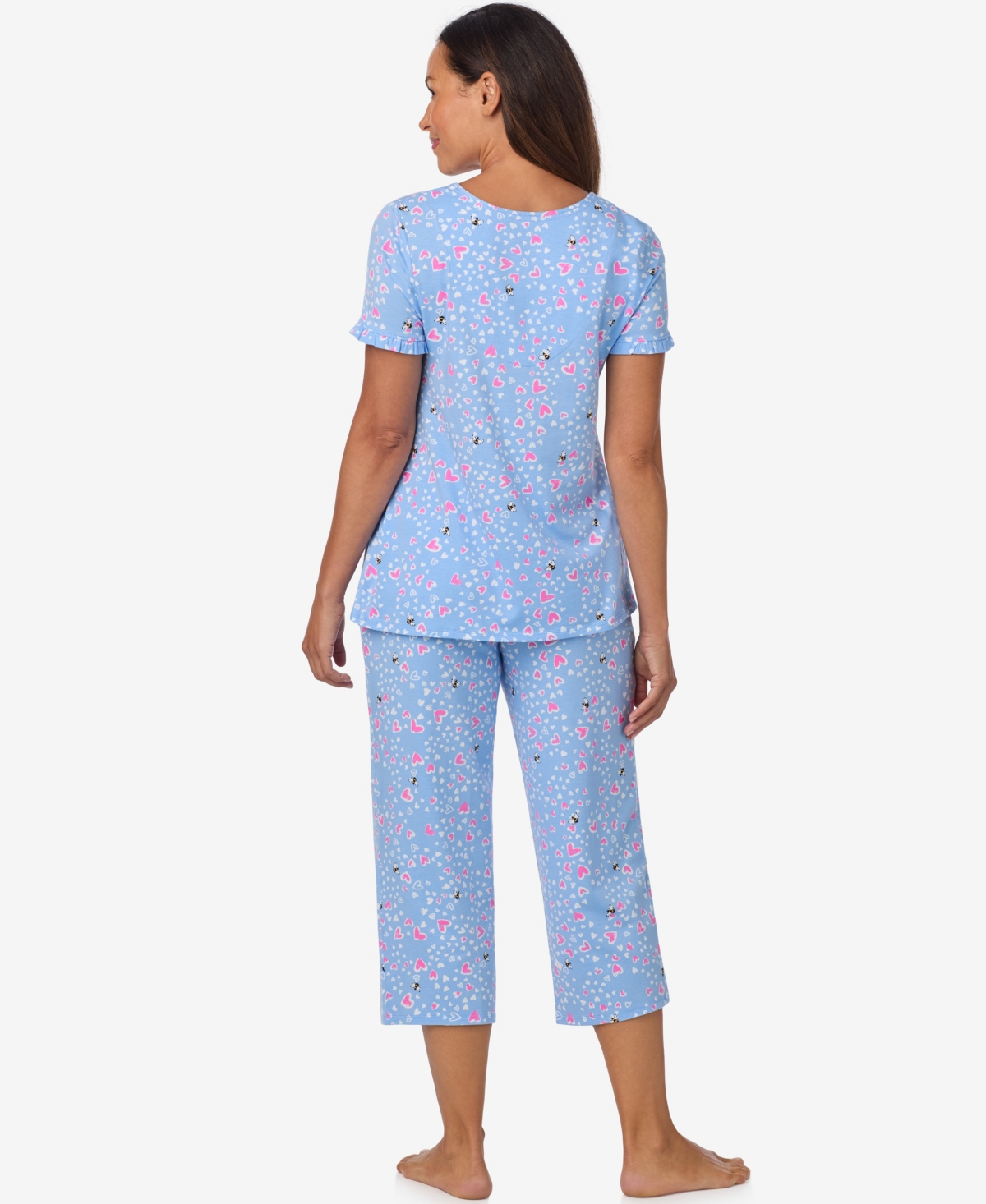 Cuddl Duds Women's Short Sleeve Cropped Pj Set In Blue