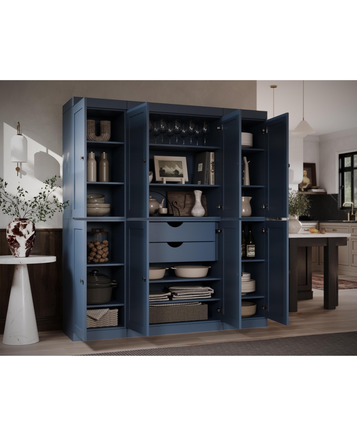 Palace Imports 100% Solid Wood 65" Pantry Cabinet with Shaker Doors, 2-Drawers & Adjustable Shelves