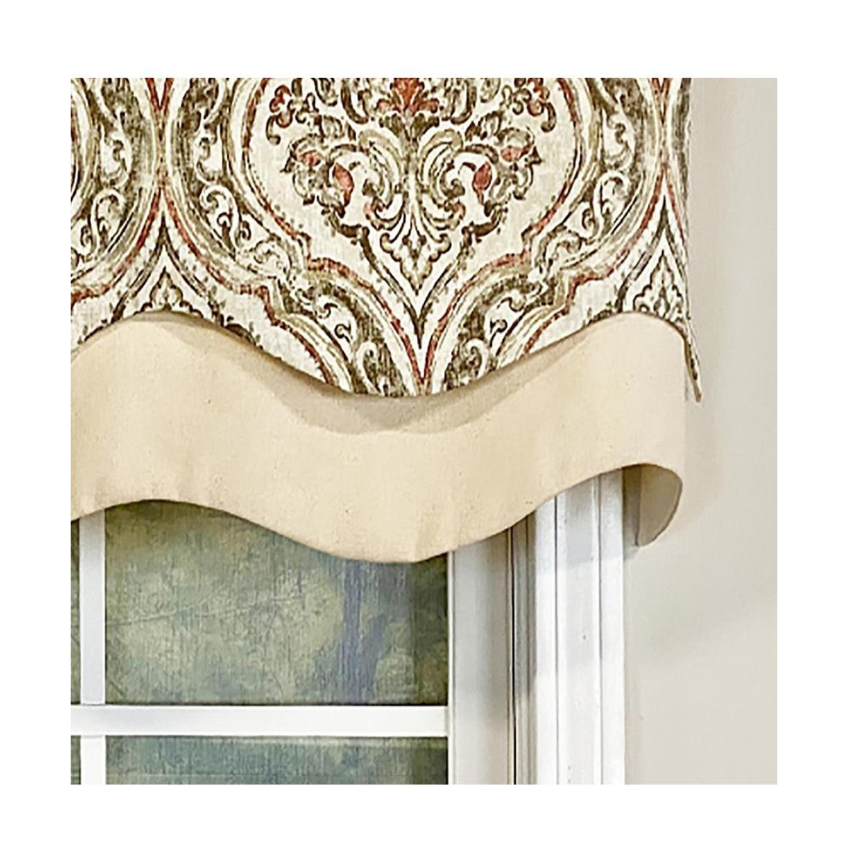 Rlf Home Diamond Damask Glory Valance Blush. 3" Rod Pocket, Layered. 50"W X 16"L