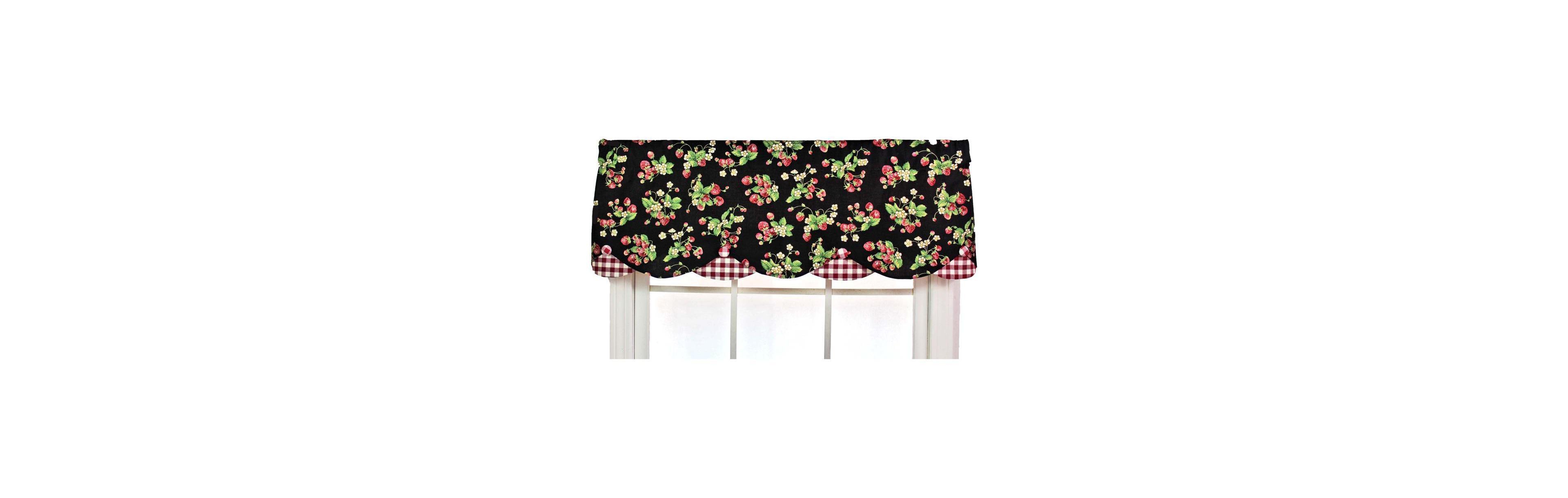 Strawberry Style Fields Petticoat 3" Rod Pocket Valance 50" x 15" Black by Rlf Home