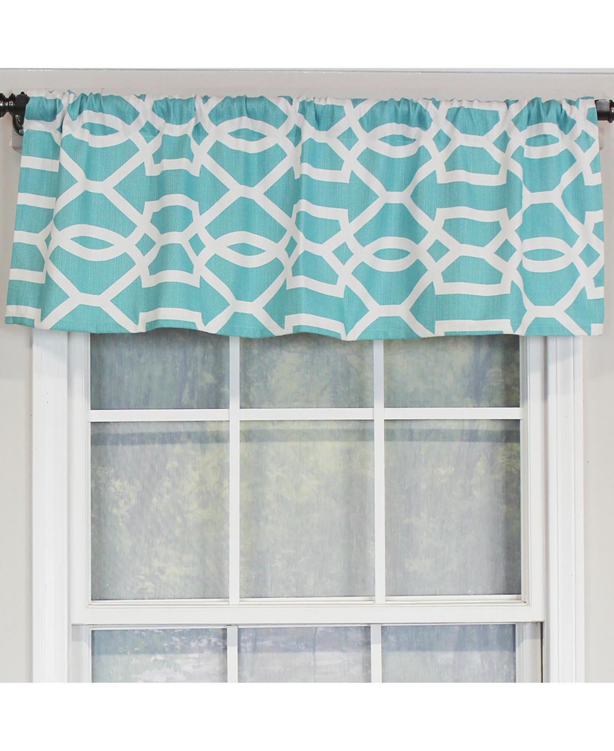 Rlf Home Moroccan Tailored 100% Cotton with Fully Lined 3" Rod Pocket Valnance for Windows 50" x 14" Turquoise