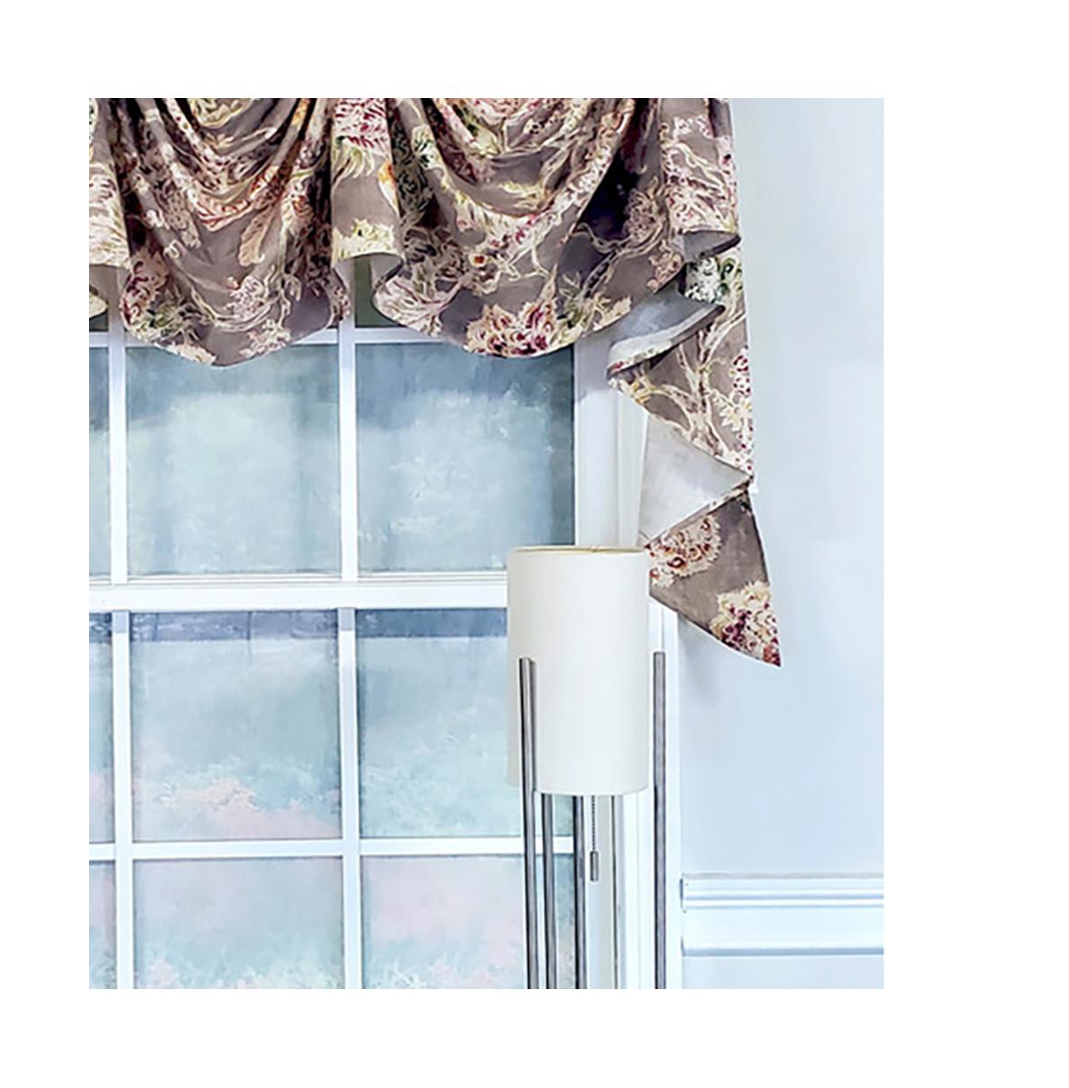 Rlf Home Modern Design Monte Cristo Victory Swag 3-Scoop Window Valance 50" x 25" Gray