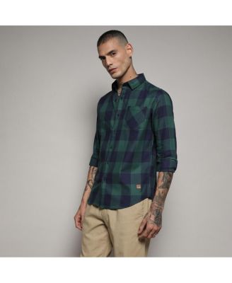 Men's Navy Blue & Forest Green Buffalo Check Shirt
