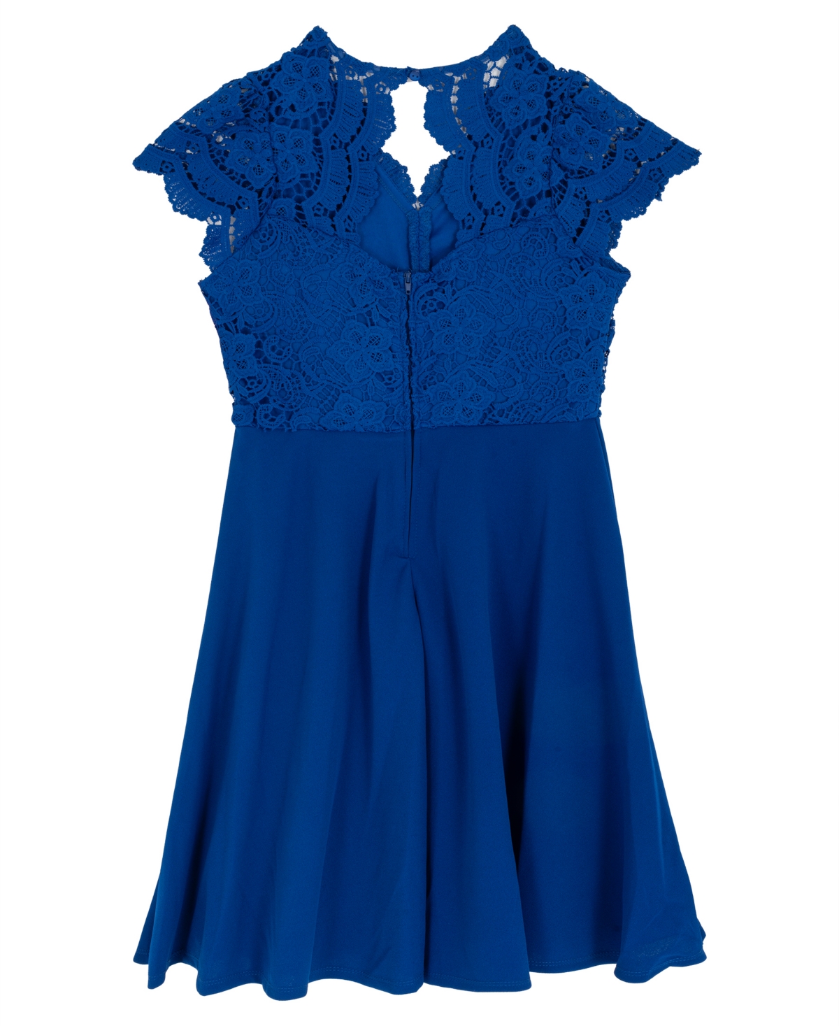 Rare Editions Girls 7-16 Lace and Scuba Crepe Skater Short-Sleeve Dress