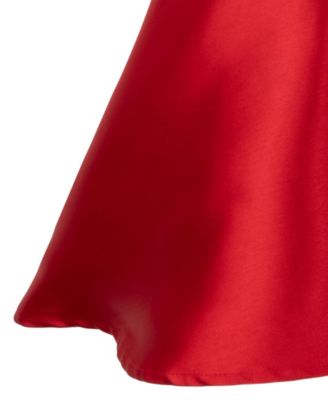 Girls' 7-16 Asymmetrical Bow Sleeveless Mikado Dress