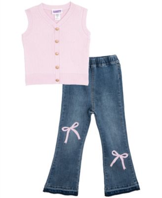 Girls' 4T-6X Sweater Vest and Flare Jeans, 2-Piece Set