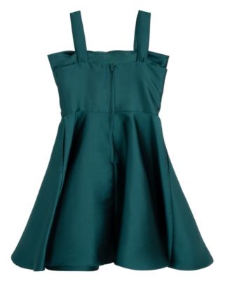 Girls' 7-16 Asymmetrical Bow Sleeveless Mikado Dress