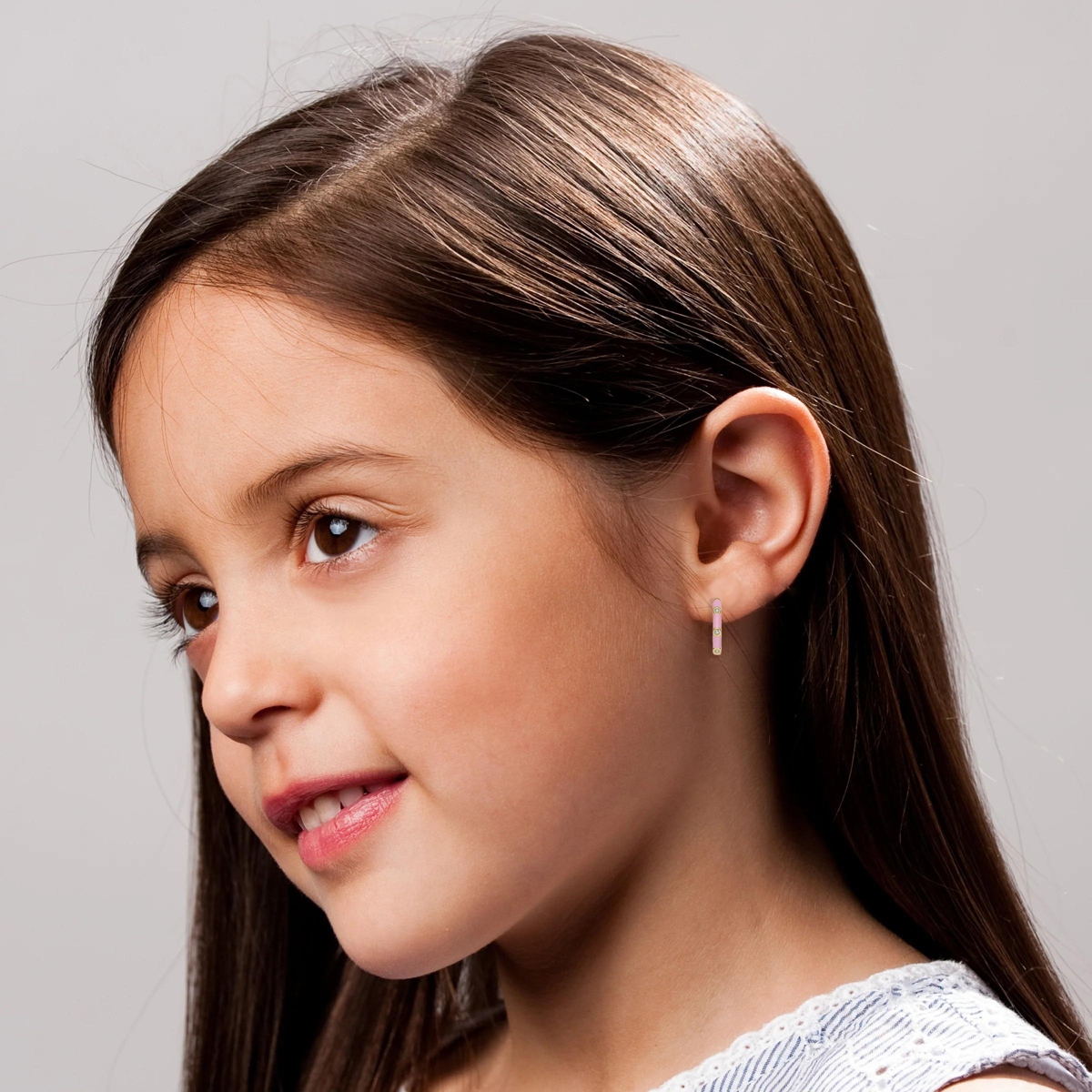 Kids 14k Gold Plated with Clear Cubic Zirconia Hoop Earrings