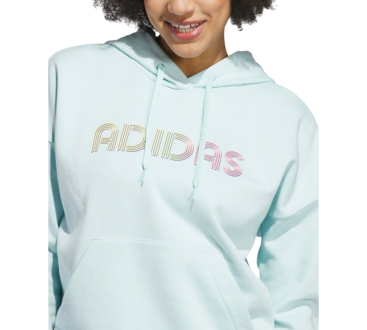 Adidas Originals Women's Wordmark Graphic Hooded Sweatshirt In Green