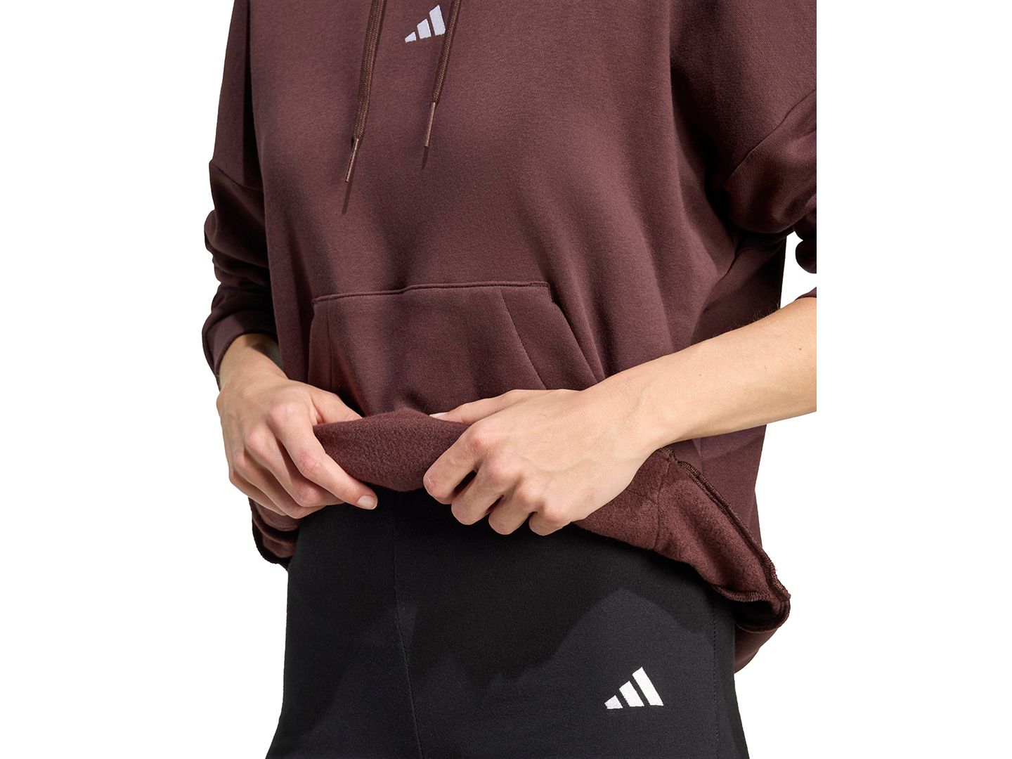 Женское худи adidas Essentials Long-Sleeve Logo, цвет: Теневой коричневый / Белый — фото 3