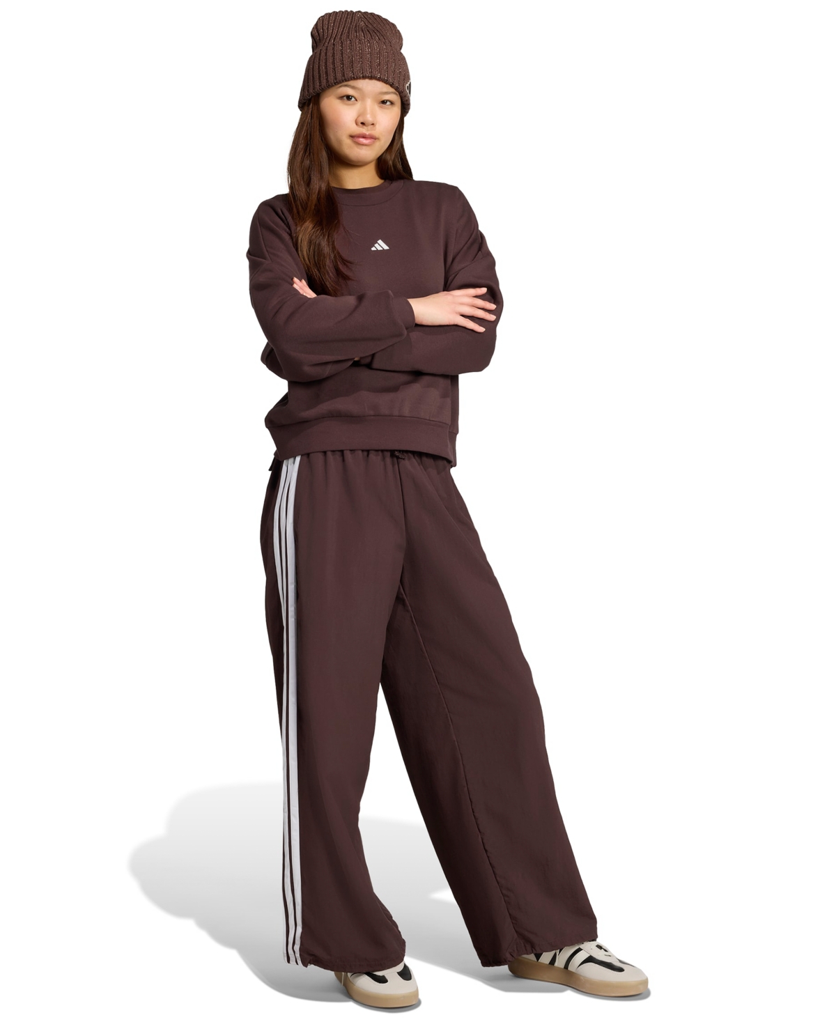 Adidas Originals Women's Essentials Small Logo Feel Cozy Sweatshirt In Brown