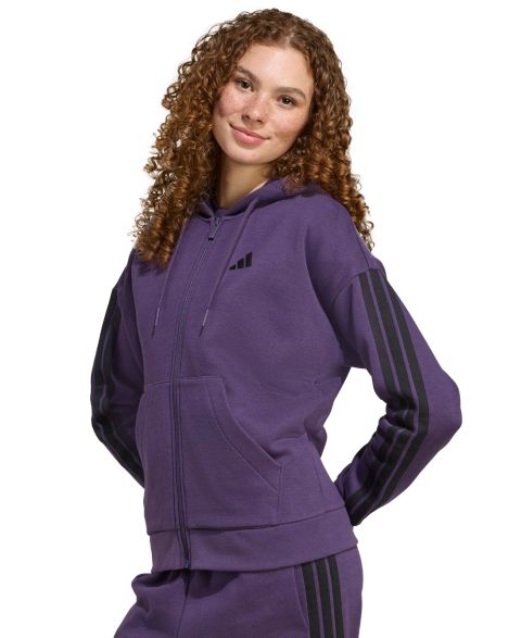 Женское худи adidas 3-Stripe Fleece Full-Zip, цвет: Сливовый / Чёрный