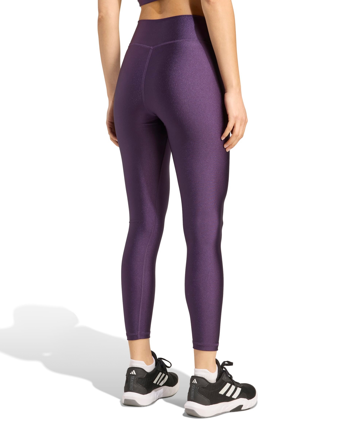 Adidas Originals Women's Optime Essentials Shine 7/8 Pull On Leggings In Purple