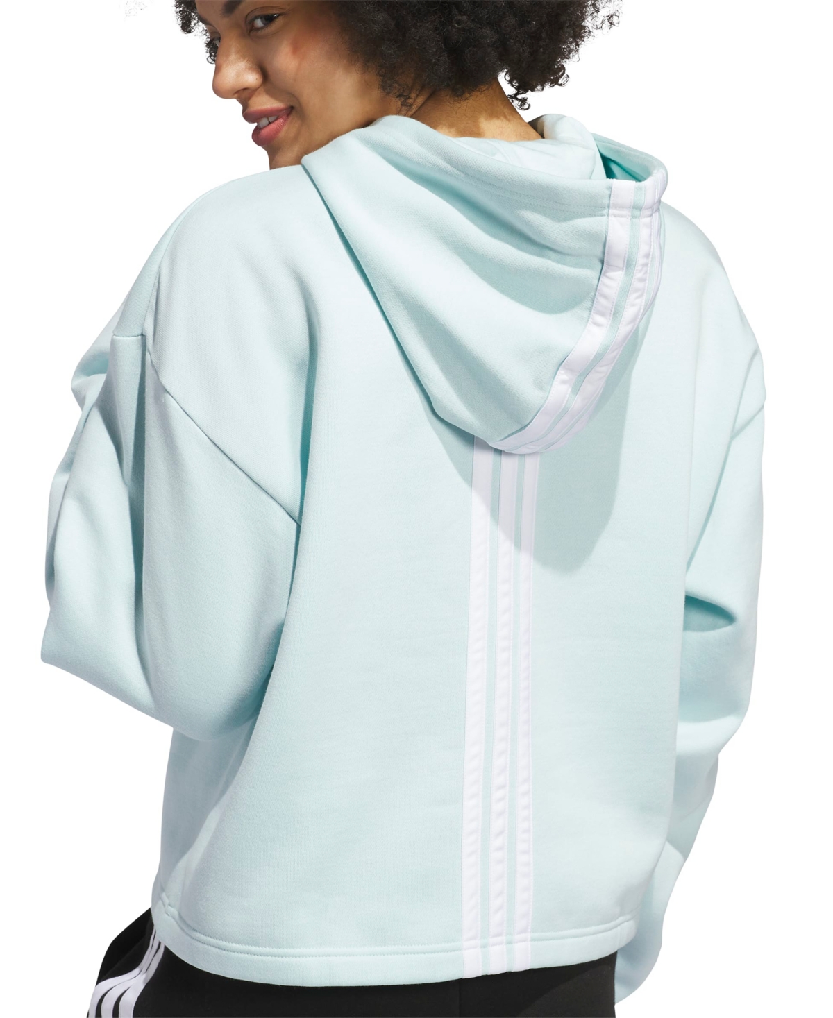 Adidas Originals Adidas Crop Fleece Hoodie In Blue