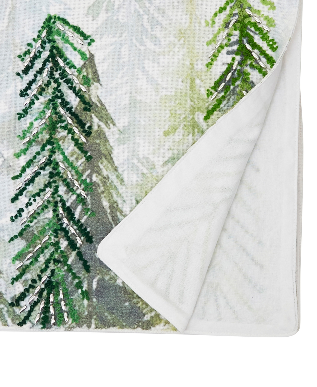 Saro Lifestyle Printed and Beaded Trees Table Runner, 16" x 72"