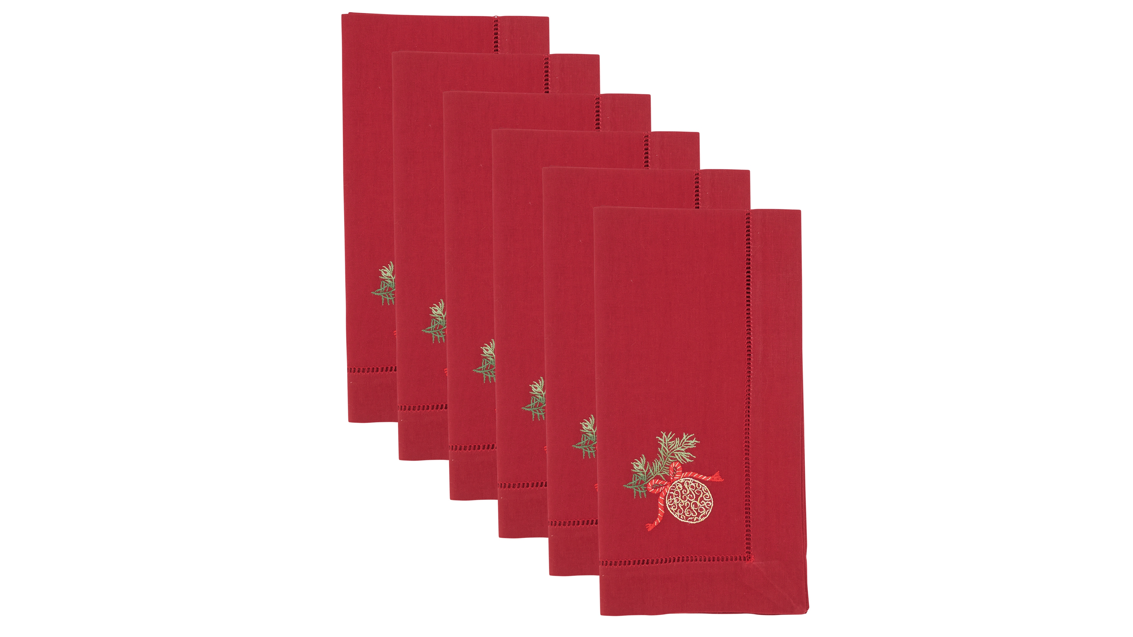 Saro Lifestyle Embr'D Ornament Hemstitch Napkin, Set of 6