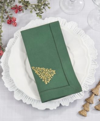 Embr'D Christmas Tree Hemstitch Napkin, Set of 6