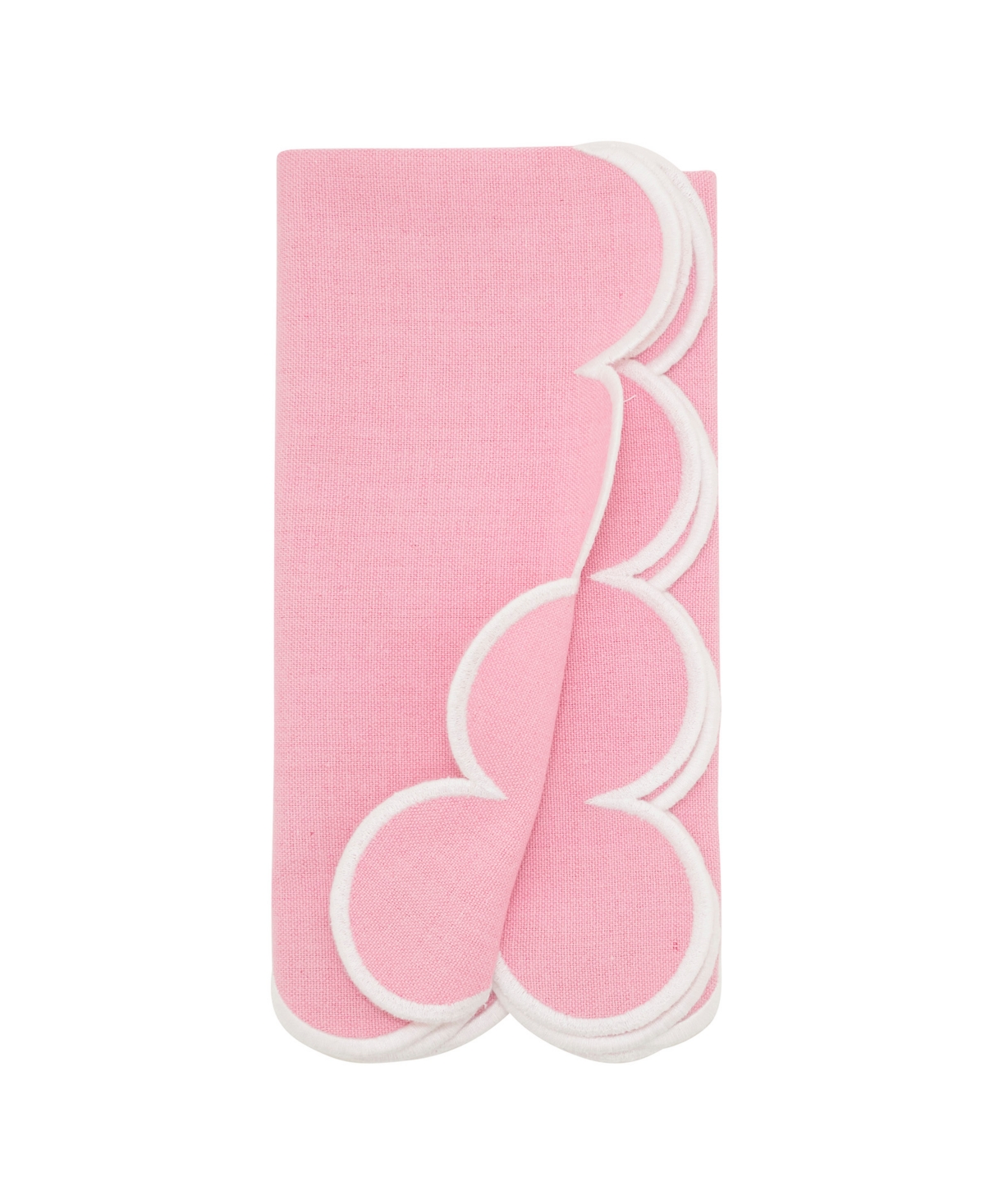 Saro Lifestyle Scalloped Hem Napkin, Set Of 4 In Pink