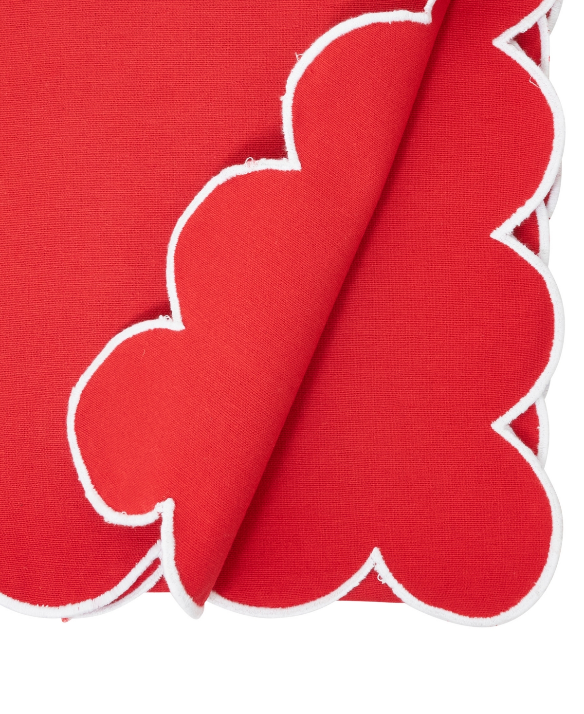 Saro Lifestyle Scalloped Table Runner, 16" X 72" In Red