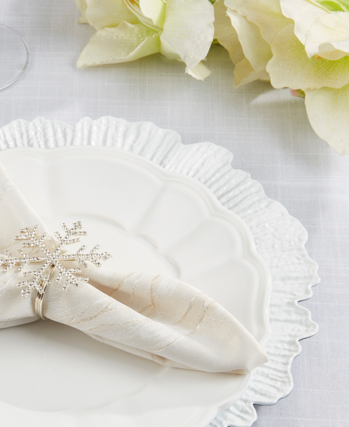 Saro Lifestyle Beaded Snowflake Napkin Ring, Set of 4