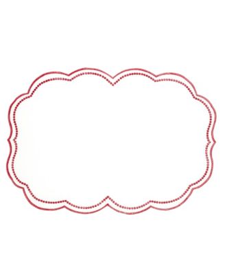 Embroidered Polka Dot Placemat with Scallop Edge, Set of 4
