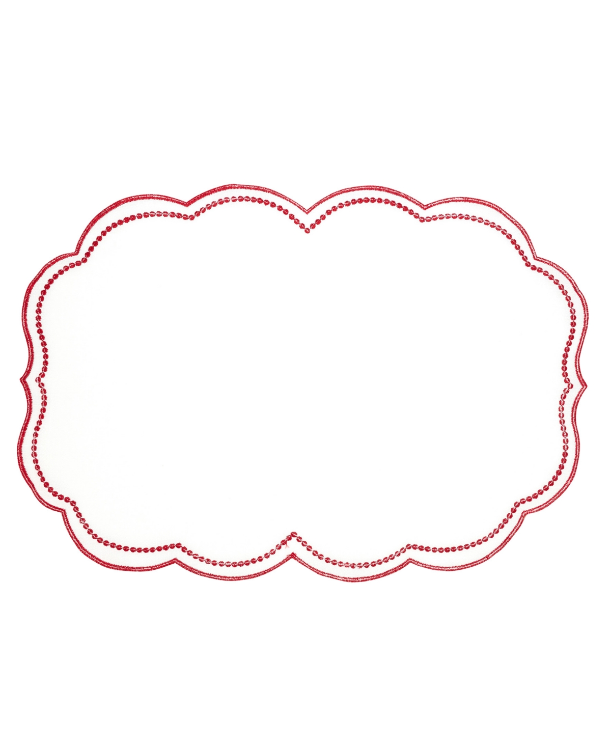 Saro Lifestyle Embroidered Polka Dot Placemat With Scallop Edge, Set Of 4 In Red