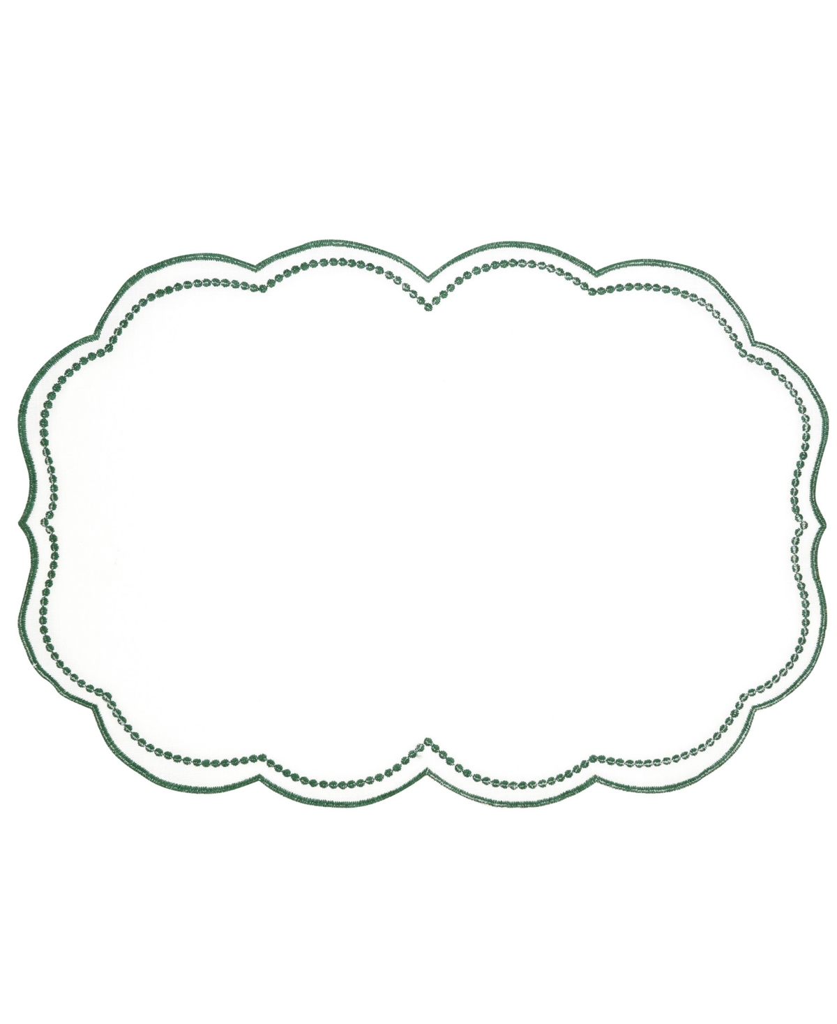 Saro Lifestyle Embroidered Polka Dot Placemat With Scallop Edge, Set Of 4 In Green