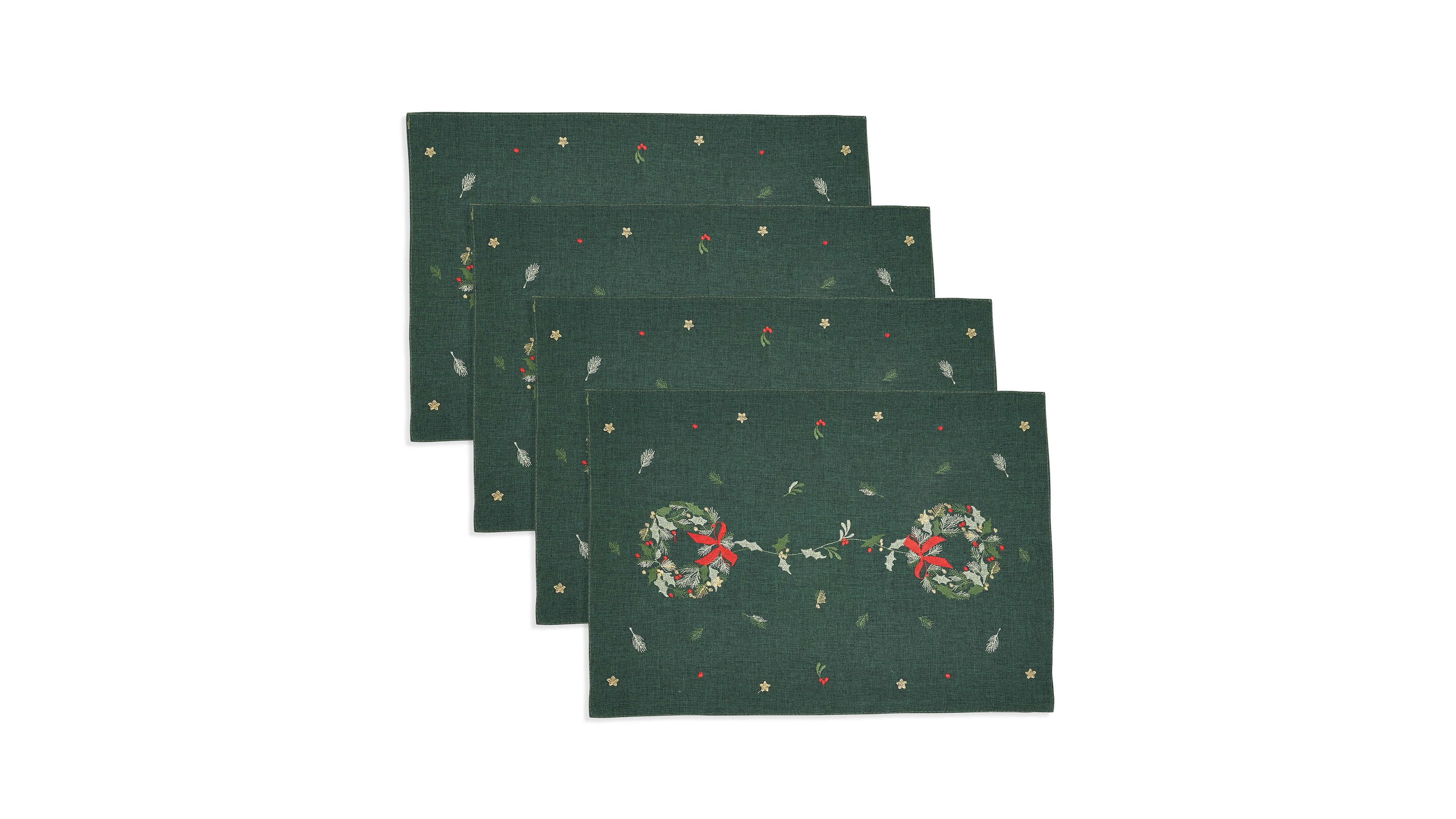 Saro Lifestyle Embroidered Wreath Placemat, Set of 4