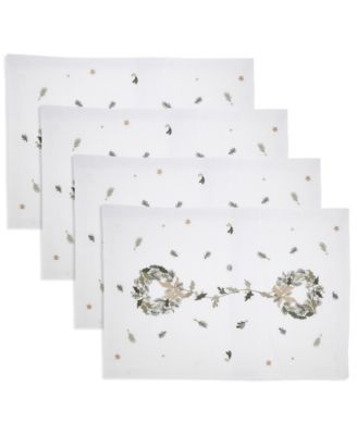 Embroidered Wreath Placemat, Set of 4