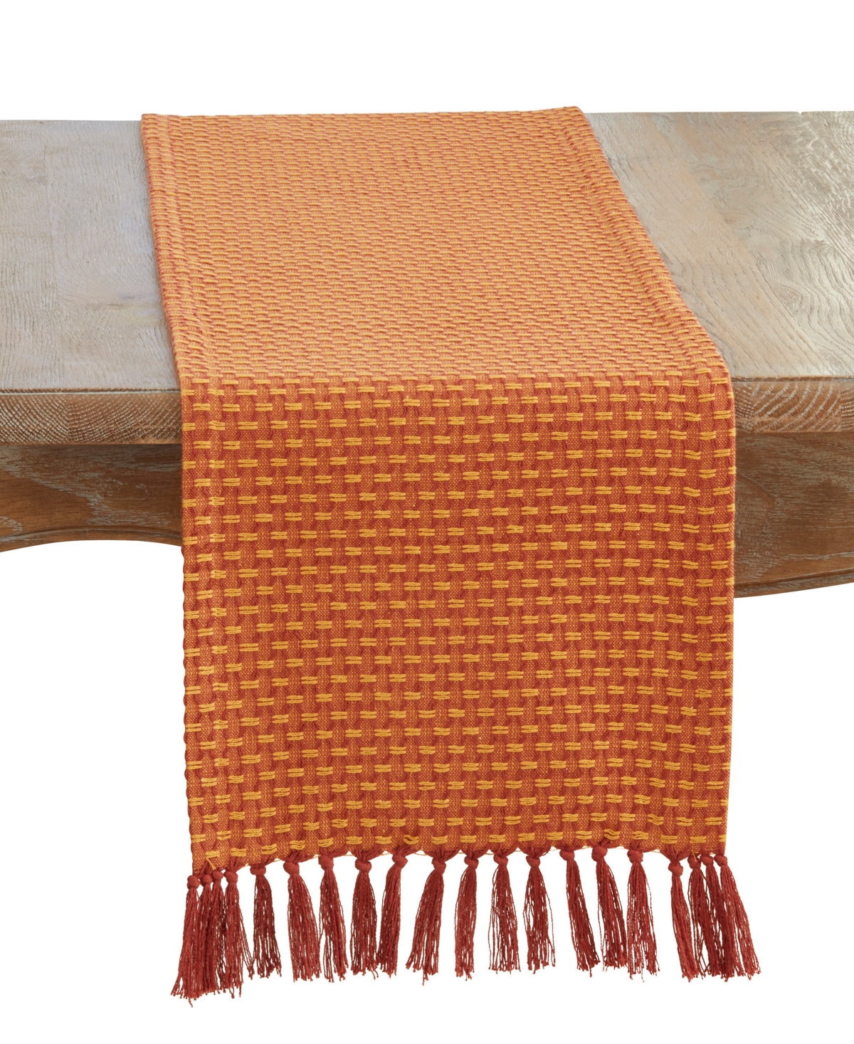 Saro Lifestyle Woven Table Runner, 13" X 72" In Orange