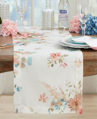 Hemstitch Floral Table Runner, 16" x 72"